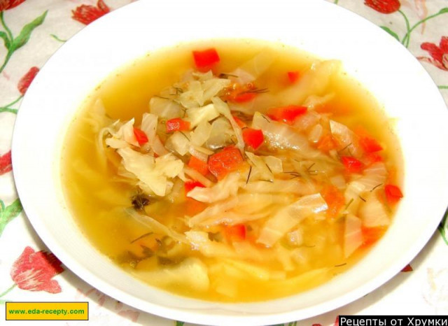 Vegetable soup with cabbage, pepper and tomatoes for weight loss