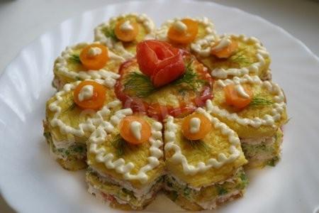 Salad for the Festive table with cheese and pepper