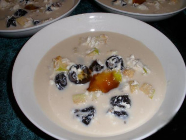Fruity sweet prune soup, dried apricots and apples