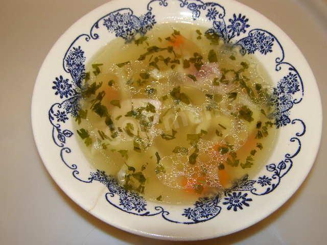 Egg soup, chicken and celery root