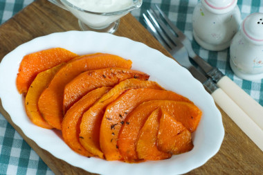 Pumpkin fried in a pan