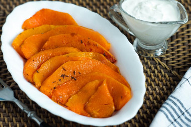 Pumpkin fried in a pan