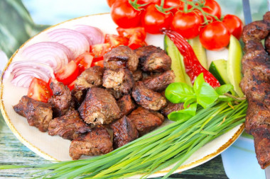 Juicy grilled beef kebab