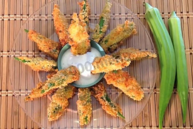 Fried okra in batter