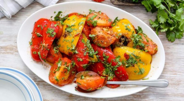 Salad of fried vegetables with spices