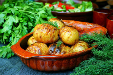 Grilled potatoes on skewers