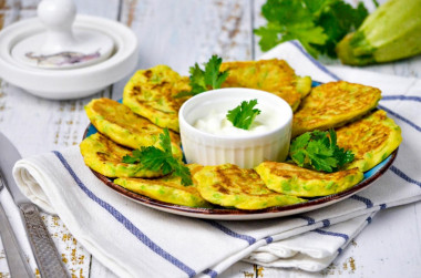 Zucchini fritters from zucchini in a frying pan