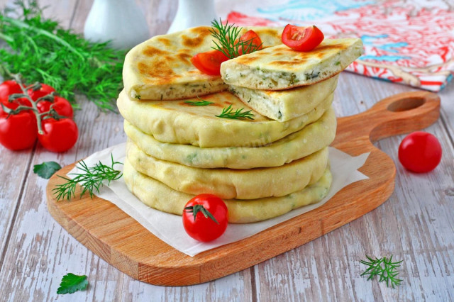 Tortillas with cheese in a pan on kefir