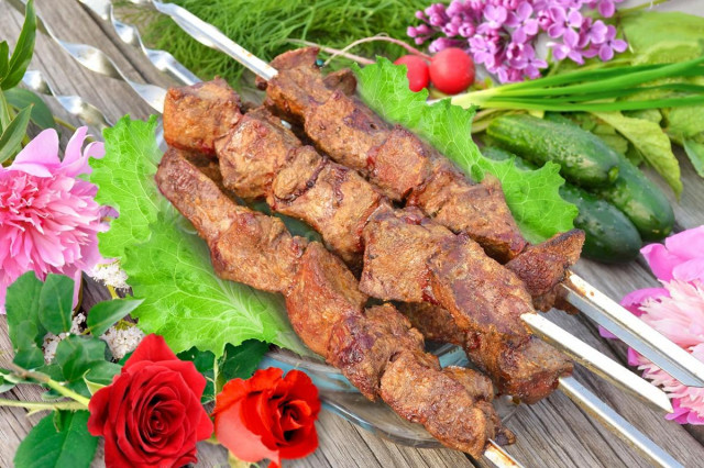 Grilled beef liver kebab