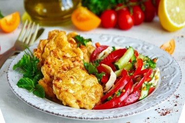 Chopped chicken cutlets with mayonnaise